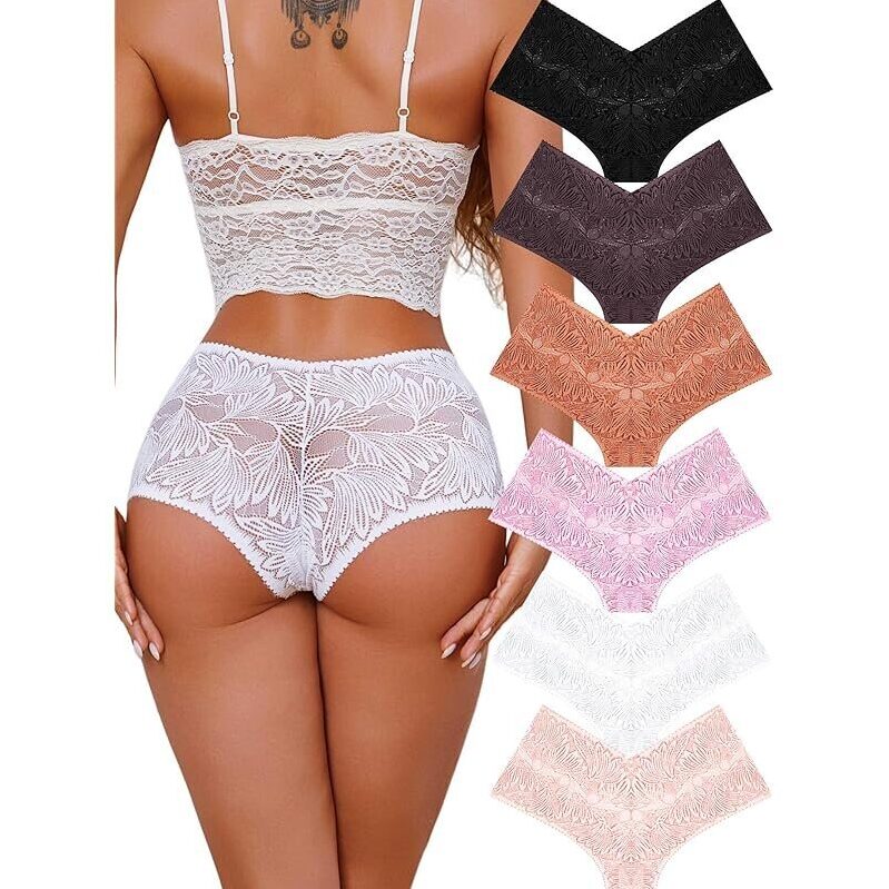 6-Pack Petal-Soft Lace V-Waisted Ladies Panties