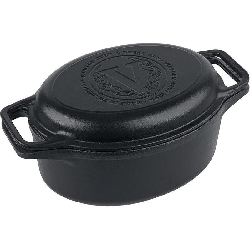 Victoria 6-Quart Cast Iron Oval Dutch Oven 2-Piece Set