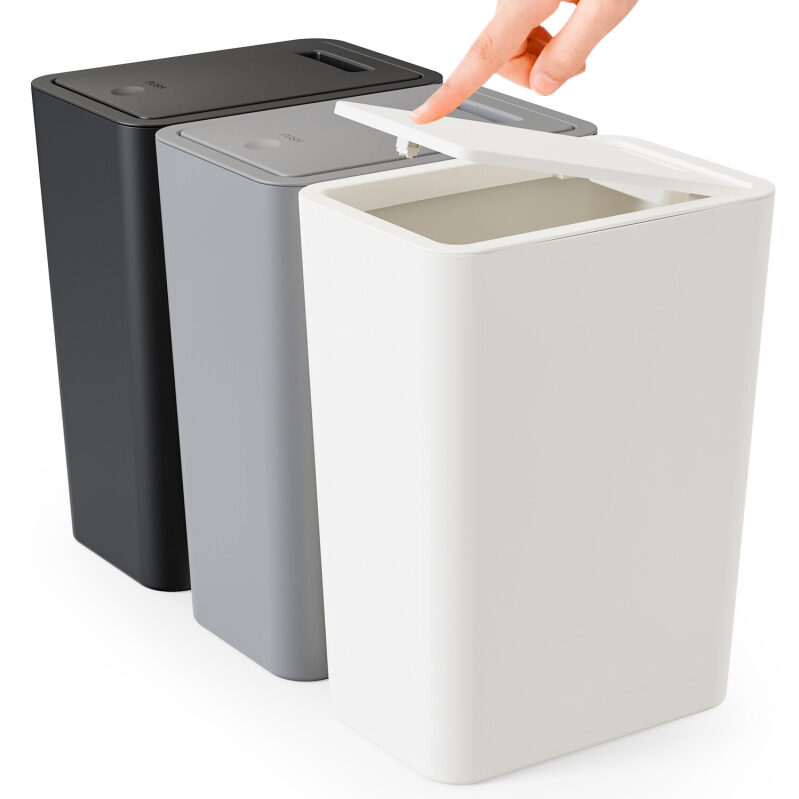 TINANA 3 Pack Small Trash Cans with Lid - 10L - Efficient Home Waste Management