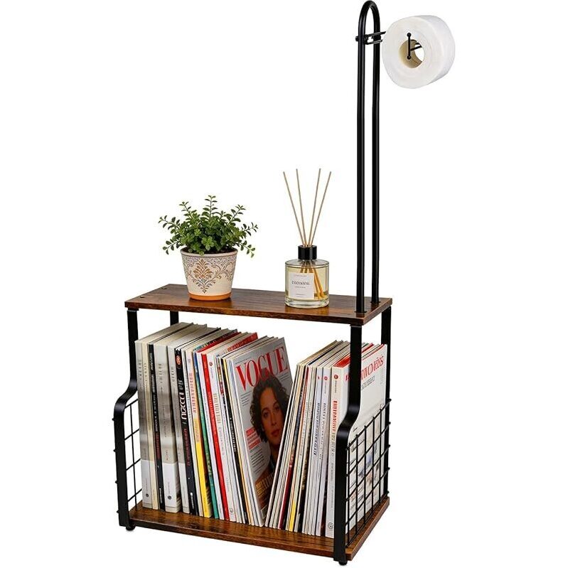 IntreLife Bathroom Toilet Paper Holder with Storage Shelf