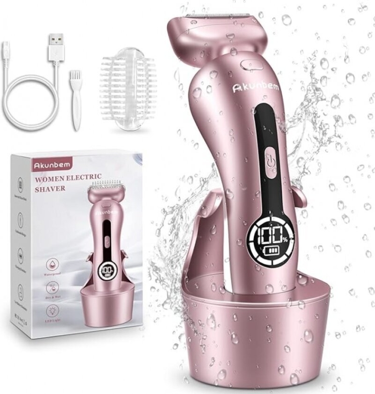 Akunbem Electric Shaver for Women - Perfect for Legs, Bikini, Underarm, and Pubic Hair