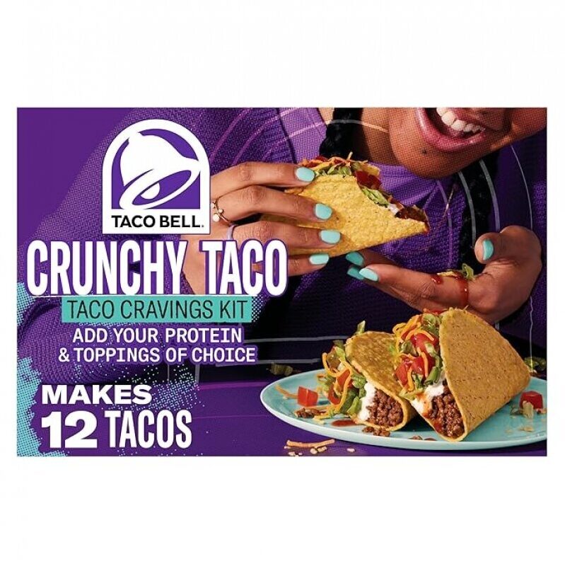 Taco Bell Crunchy Taco Cravings Kit: 12 Crunchy Taco Shells with Sauce & Seasoning