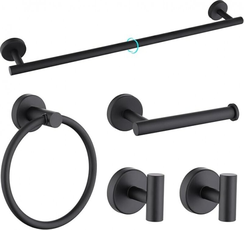 Matte Black 5-Piece Bathroom Hardware Set: Modern, Durable, and Stylish