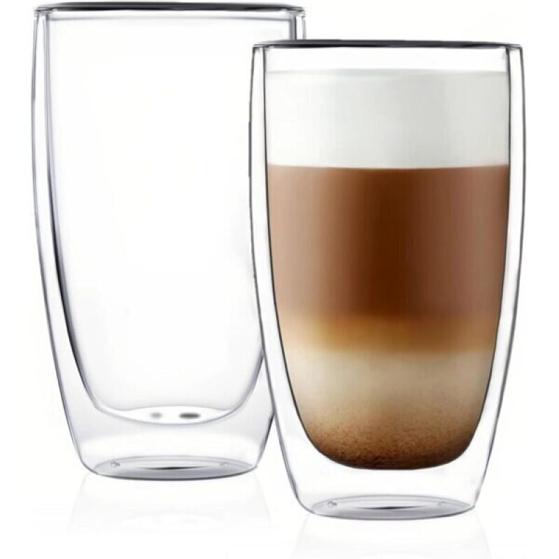 Double Layer Insulated Glass Cups - 13.5oz, Set of 2 - Up to 50% Off