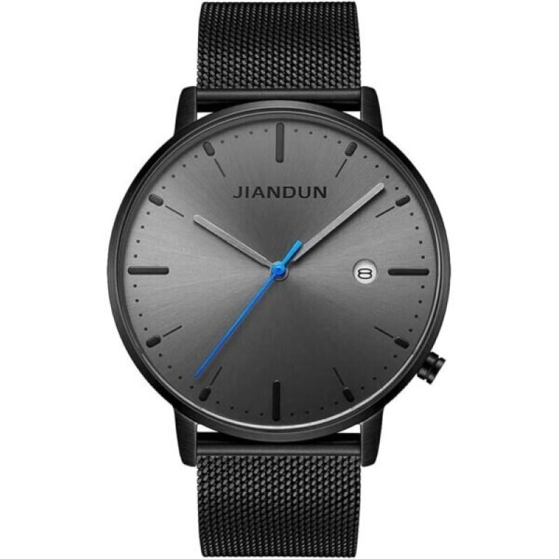 JIAN DUN Men's Ultra-Thin Minimalist Watch - Stylish Stainless Steel Mesh Band