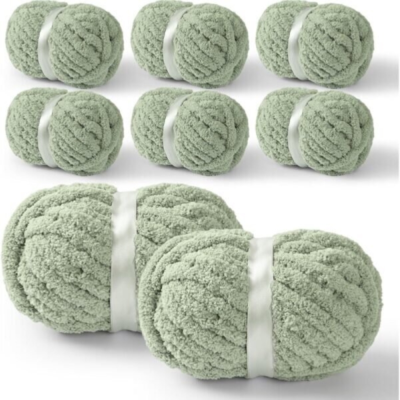 YUBAMIN 8 Packs Jumbo Chenille Chunky Yarn - Sage Green - 50% Off