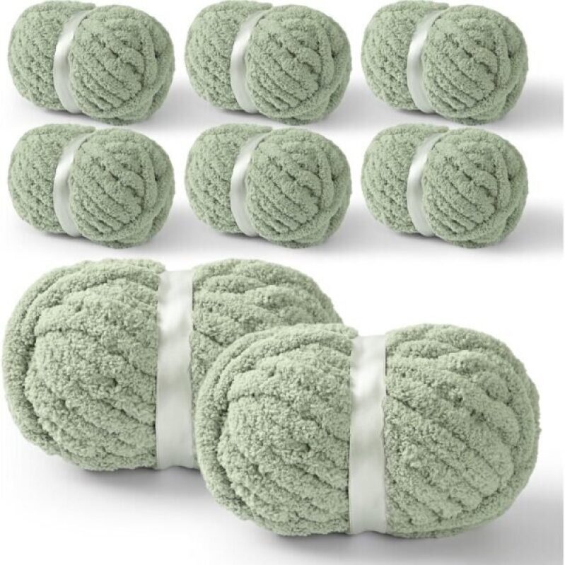 YUBAMIN 8 Packs Jumbo Chenille Chunky Yarn - Sage Green - 50% Off