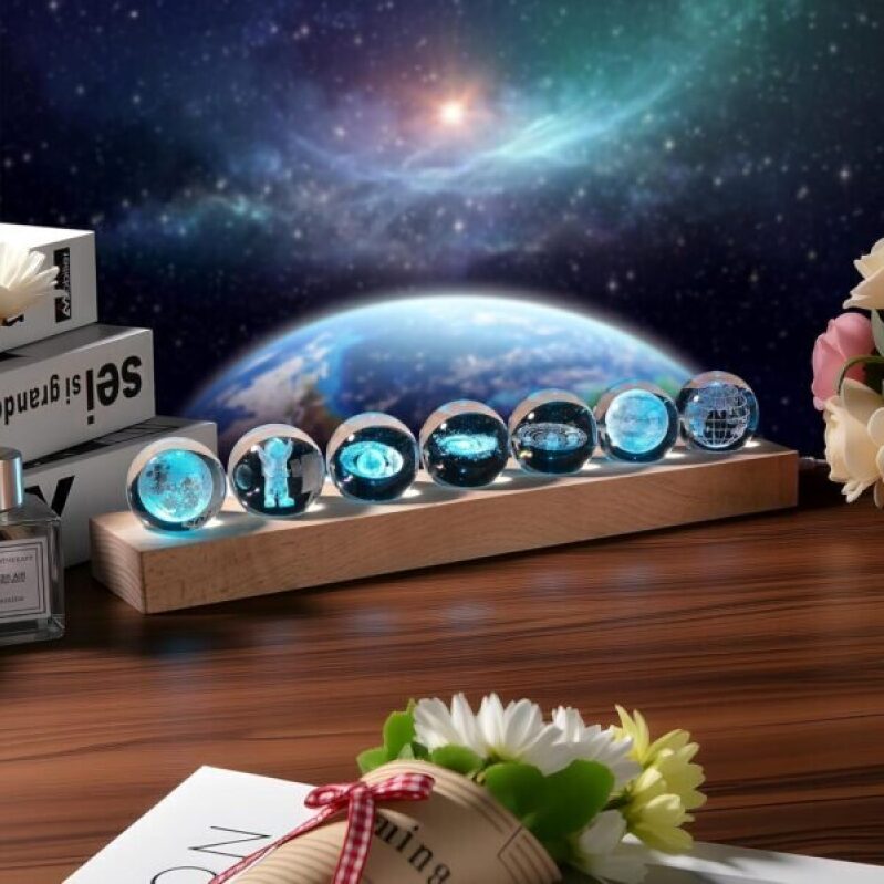 3D Crystal Solar System Ball - Night Light & Astronomy Gift