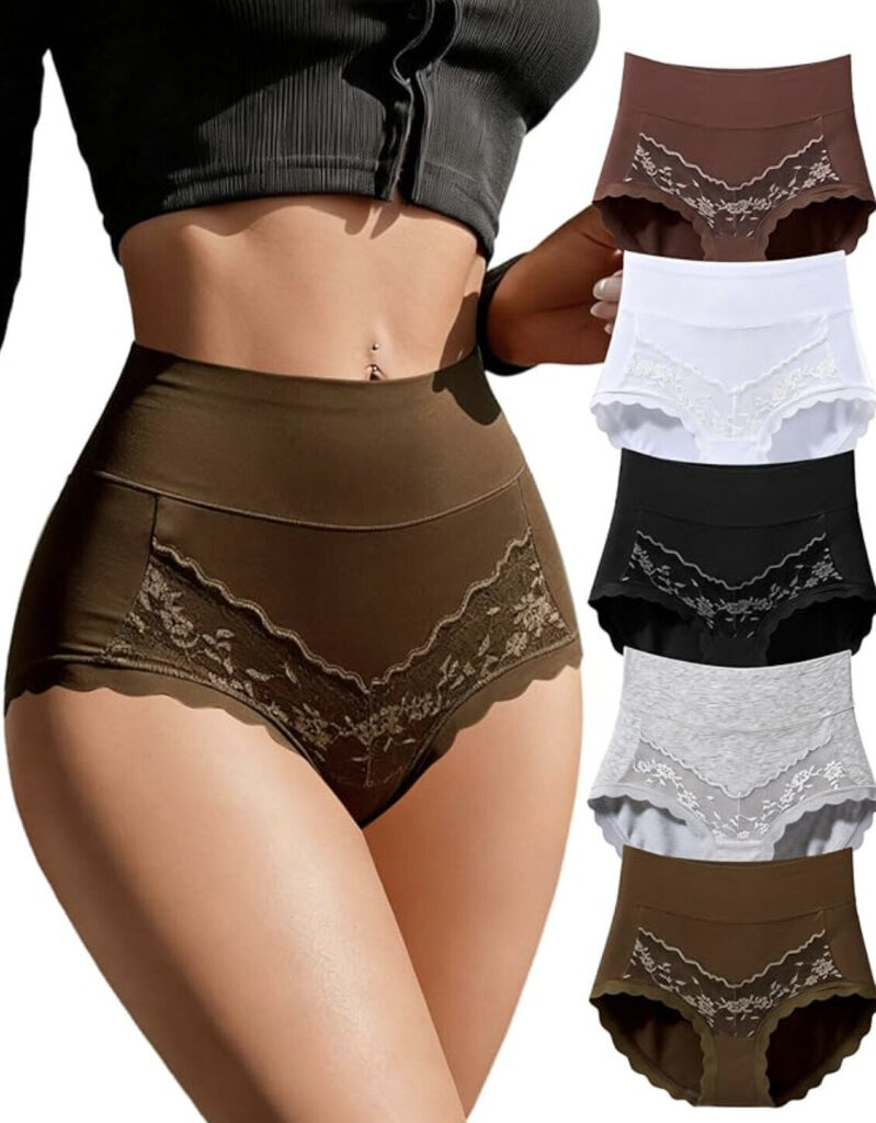 High-Quality Women's Lace High-Waist Panties 5-Pack