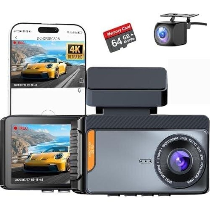 REC 4K Dual Lens Dash Cam with 512GB Storage - 51% OFF