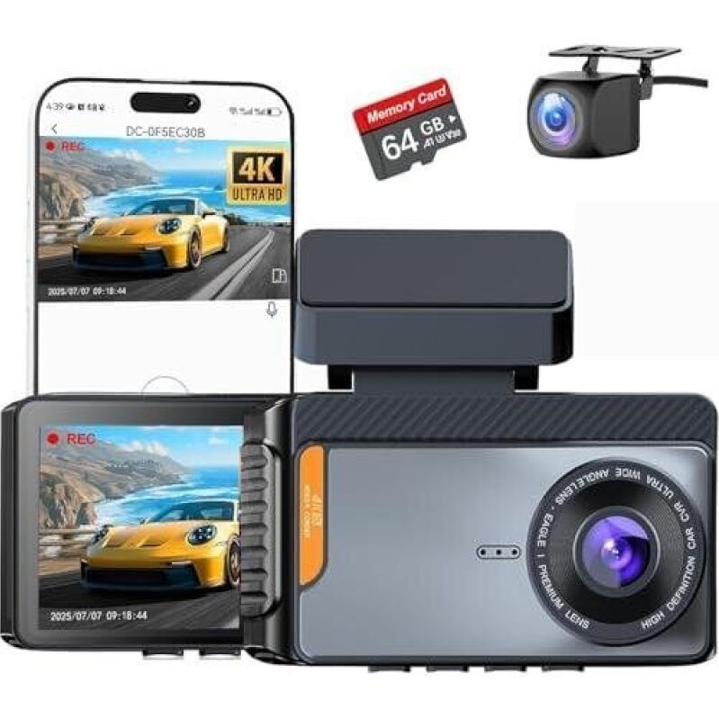 REC 4K Dual Lens Dash Cam with 512GB Storage - 51% OFF