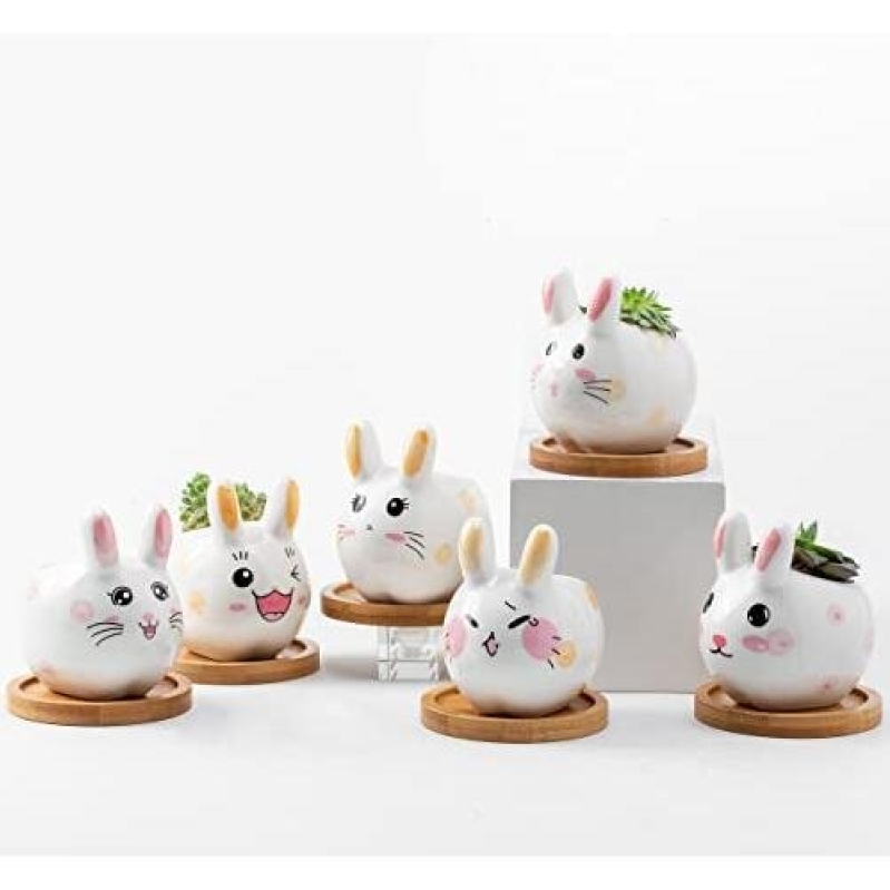 Charming Rabbit Ceramic Mini Pots - Perfect for Succulents