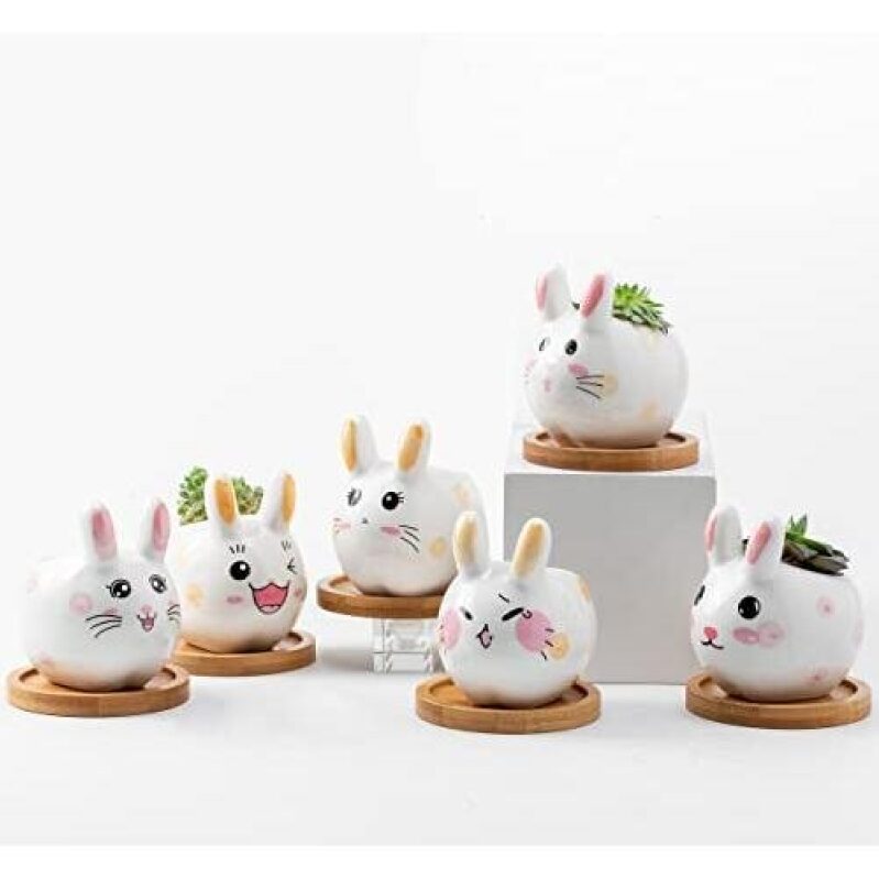 Charming Rabbit Ceramic Mini Pots - Perfect for Succulents