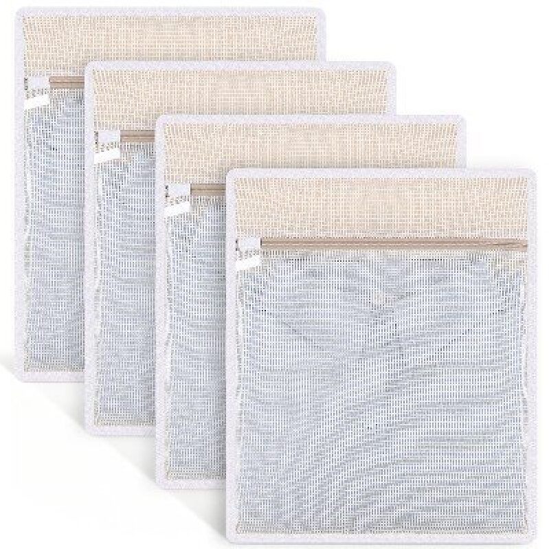 4-Pack Pure Cotton Mesh Laundry Bags for Delicates