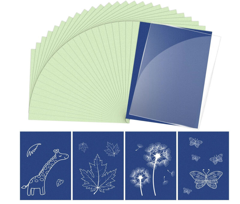 Sun Printing Kit for Kids - Creative DIY Art Set with 30 Blue Sun Print Sheets and Acrylic Board