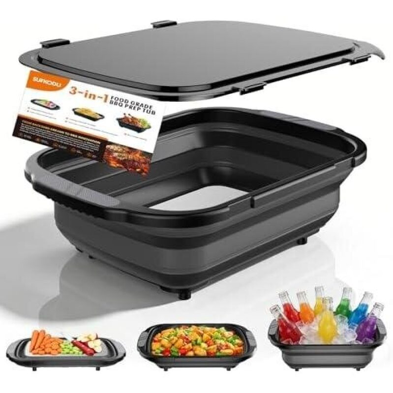 BBQ Tub/20L Titanium Plate Folding Prep Bucket 60% OFF