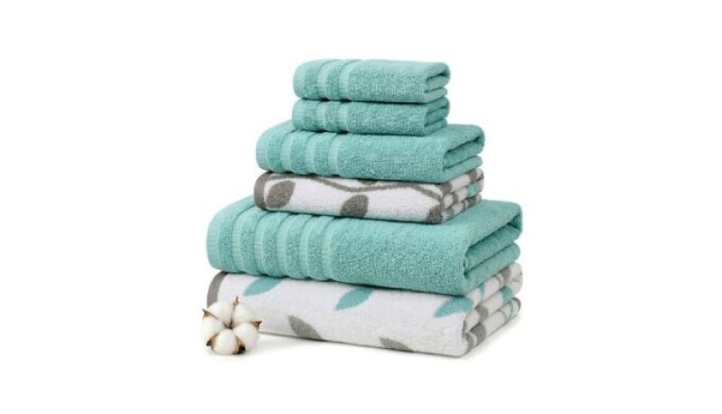 Natural Vine 6-Piece 100% Cotton Towel Set - Aqua