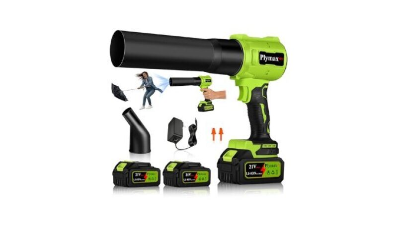 Plymax Cordless Leaf Blower: 800,000 RPM Battery-Powered Handheld Leaf Blower