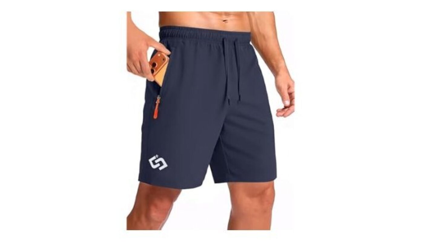 7 Inch Lightweight Athletic Gym Shorts for Men - Quick Dry, Zipper Pockets