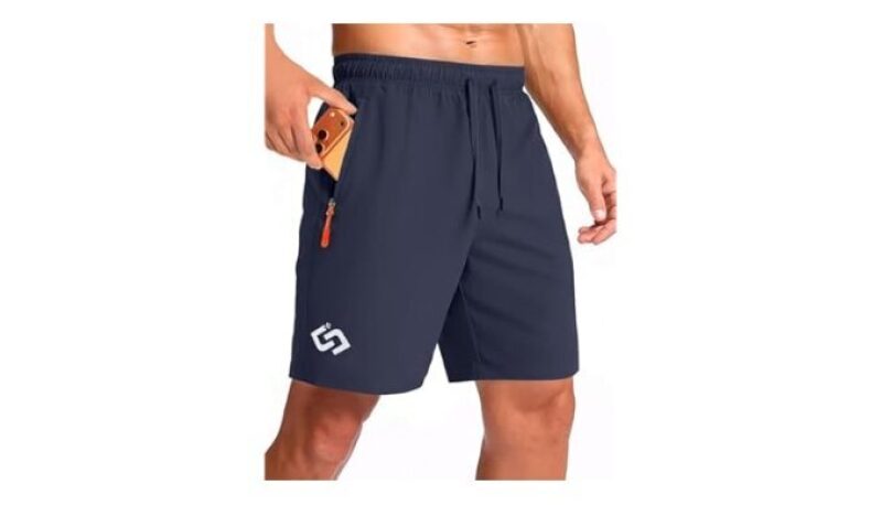 7 Inch Lightweight Athletic Gym Shorts for Men - Quick Dry, Zipper Pockets