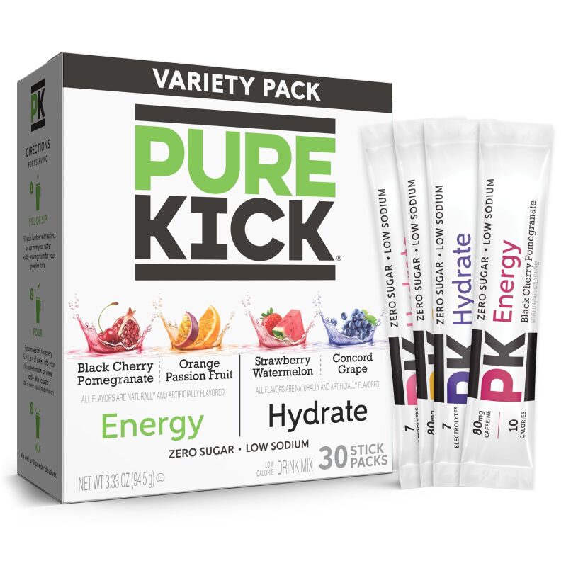 Pure Kick Energy and Hydrate Singles To Go Drink Mix Variety Pack