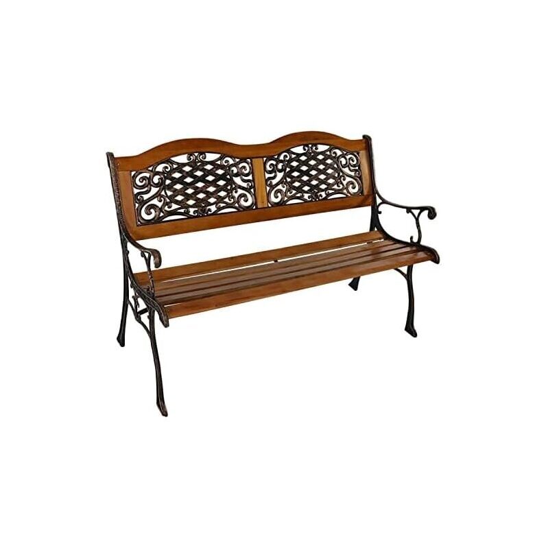 49-Inch Cast Iron and Wood 2-Person Garden Bench