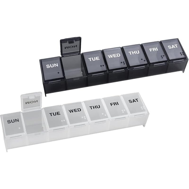 EZY DOSE Weekly 7-Day Daily Pill Organizer 2-Pack - Simplify Your Medication Management
