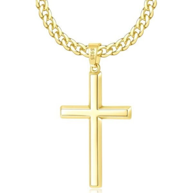 Affordable 14k Plated Gold Cross Necklace for Men, Women, and Boys