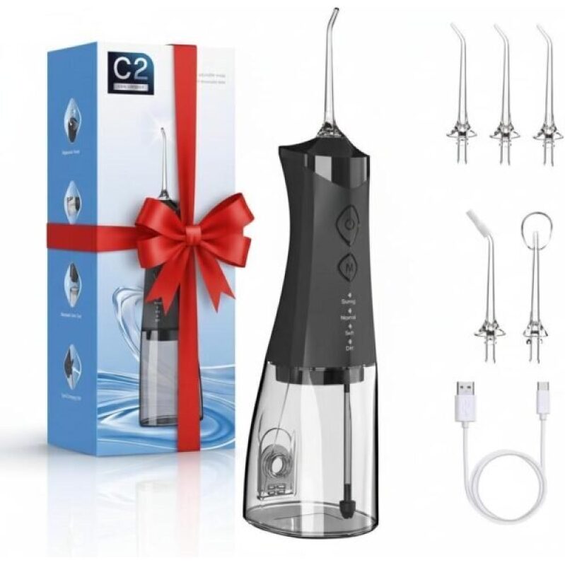 Cordless Water Dental Flosser: 350ML Oral Irrigator, 4 Modes, 4 Jet Tips, Rechargeable, IPX7 Waterproof