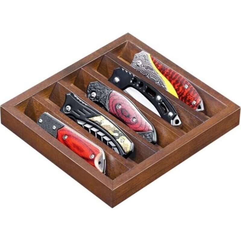 Knife Display Case with Storage for Pocket Knives - Perfect for EDC Flashlights
