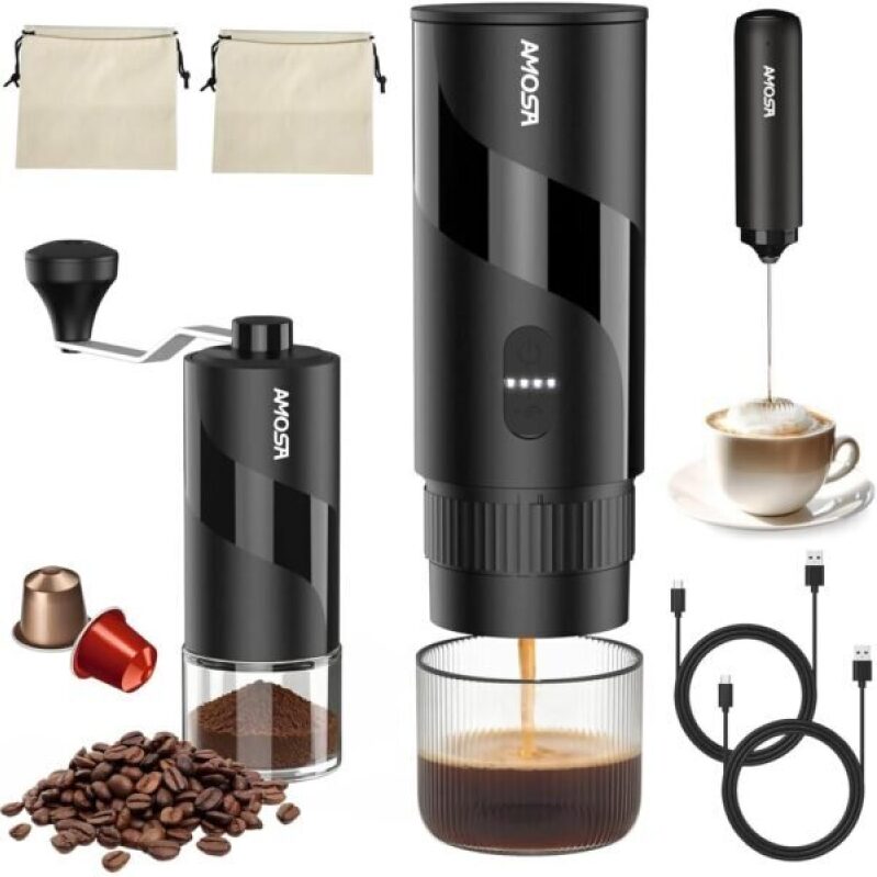 Portable Espresso Machine with Grinder & Frother - 50% Off