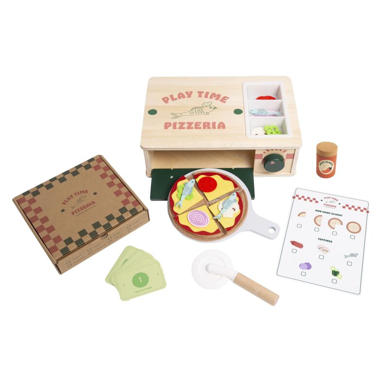 38pc Pearhead Wooden Pizzeria Montessori Pretend Play Food Set