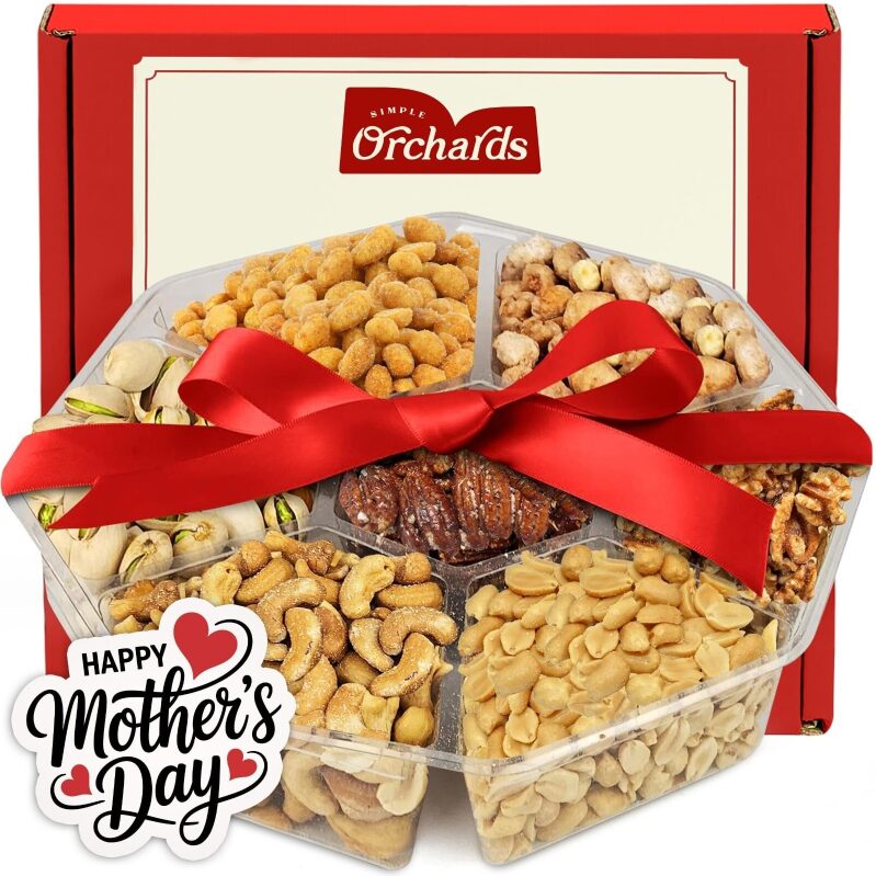 7 Sectional Platter with a Variety of Freshly Roasted Nuts - Perfect Gift Basket for Mothers Day