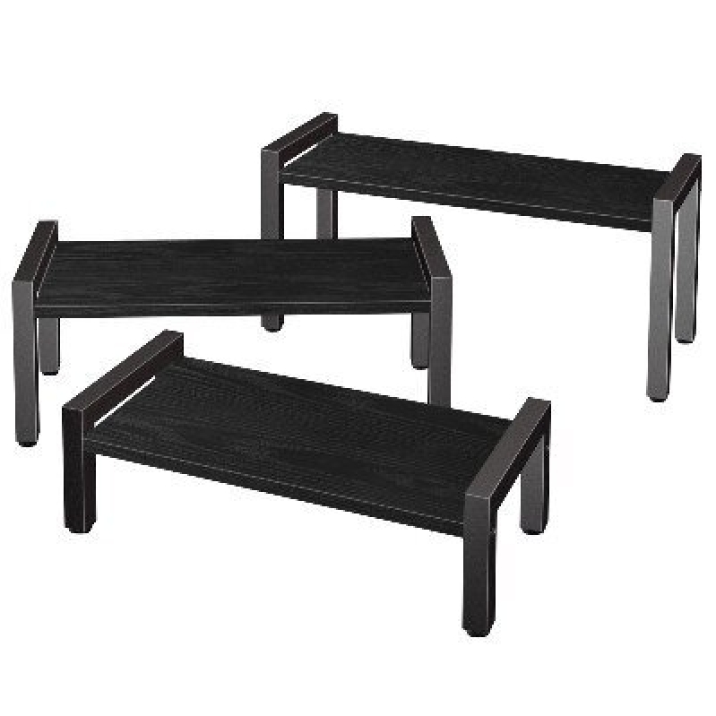 Elegant Three-Tier Black Wooden Display Shelf