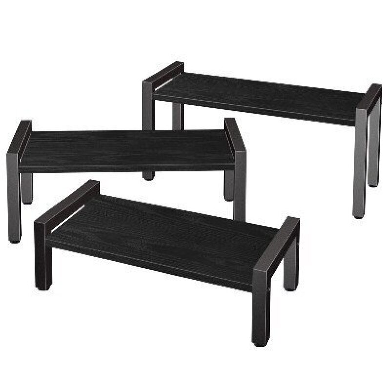 Elegant Three-Tier Black Wooden Display Shelf