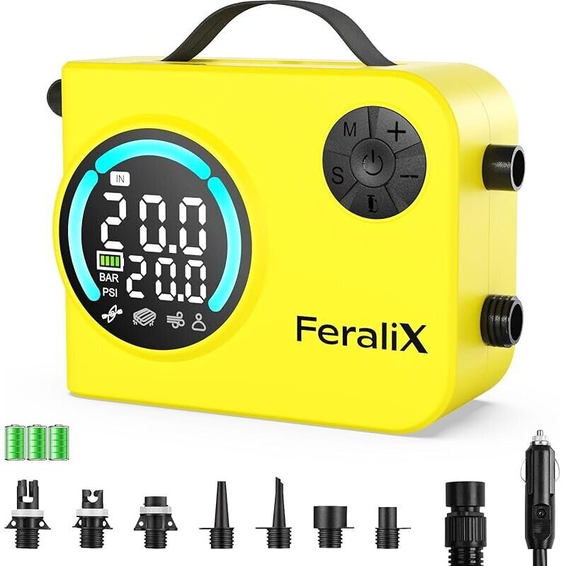 FeraliX 20 PSI Cordless Rechargeable Electric Paddle Board Pump - Fast Inflation & Easy Deflation