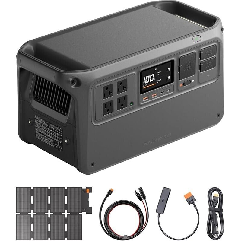 DJI Power 1000 V2 Portable Power Station - 1024Wh w/100W Solar Panel