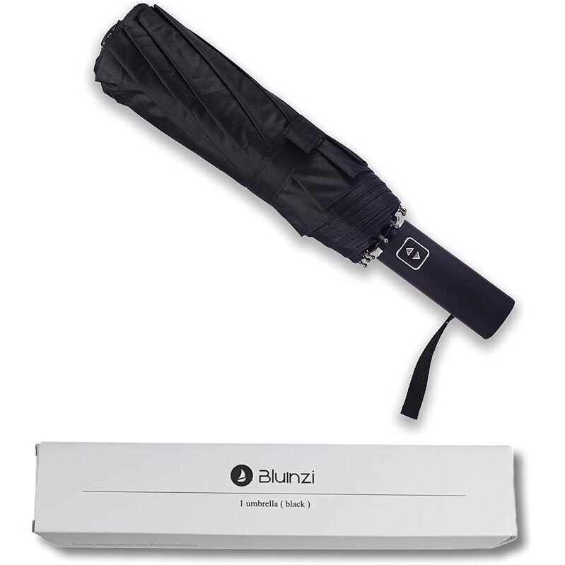 Bluinzi 46-in Double 10-Rib Automatic Folding Compact Travel Umbrella