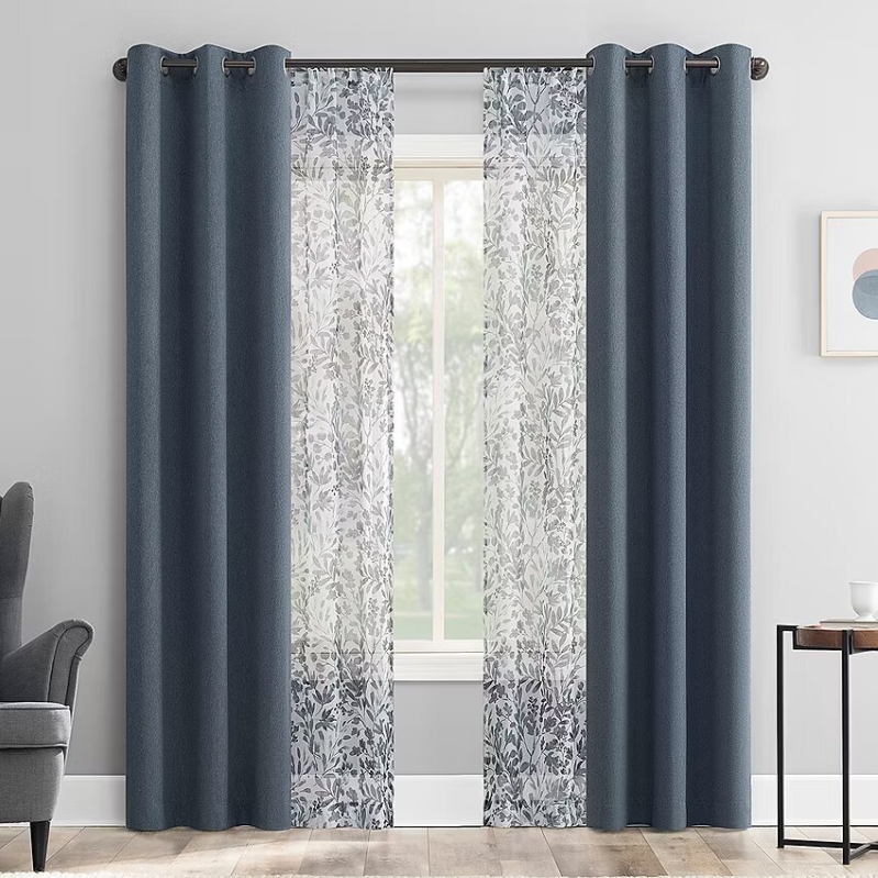 Sun Zero Arbor Print Grommet Top Blackout Curtain Set - Elegant & Practical