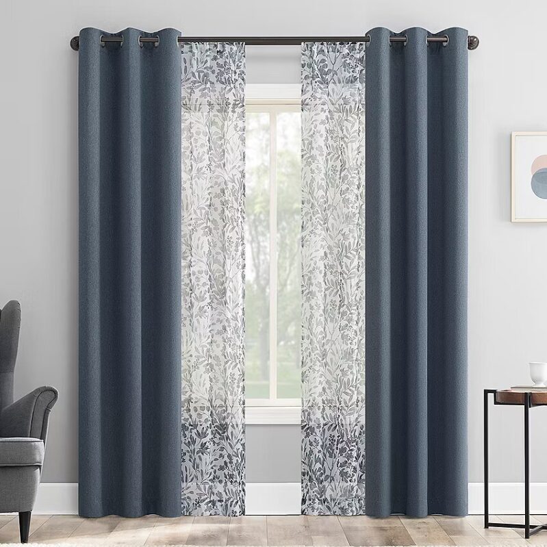 Sun Zero Arbor Print Grommet Top Blackout Curtain Set - Elegant & Practical