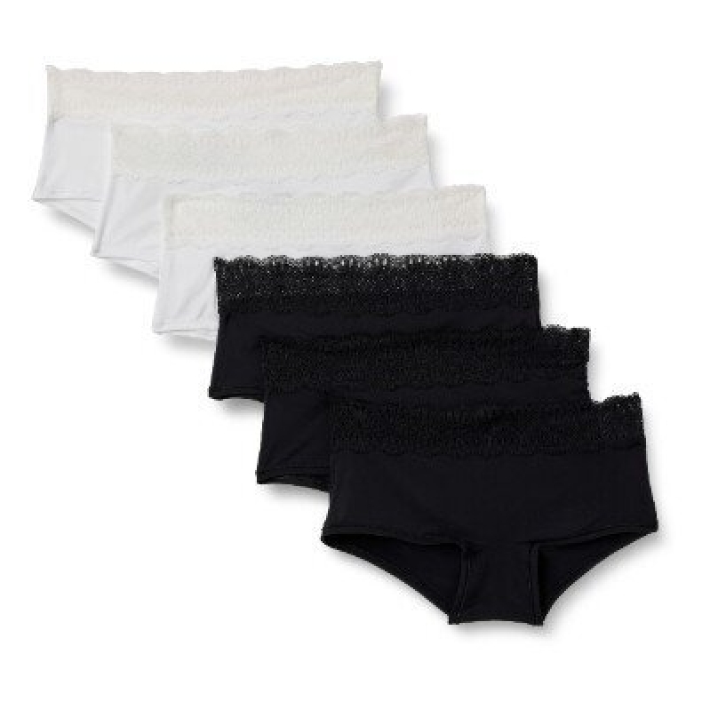 Amazon Essentials Women's Lace Trim Briefs 6-Pack