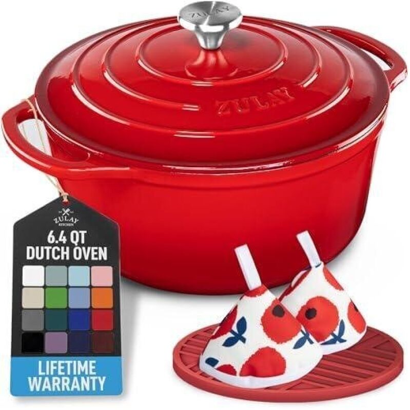 Red Enamel Cast Iron Dutch Oven - 53% OFF