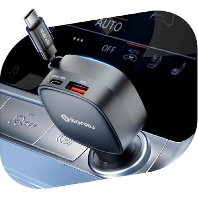 Retractable Fast Car Charger with 50% Discount - Charge Your Devices Effortlessly