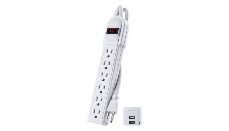 CyberPower 6-Outlet Surge Protector with 2 USB-A Ports - White