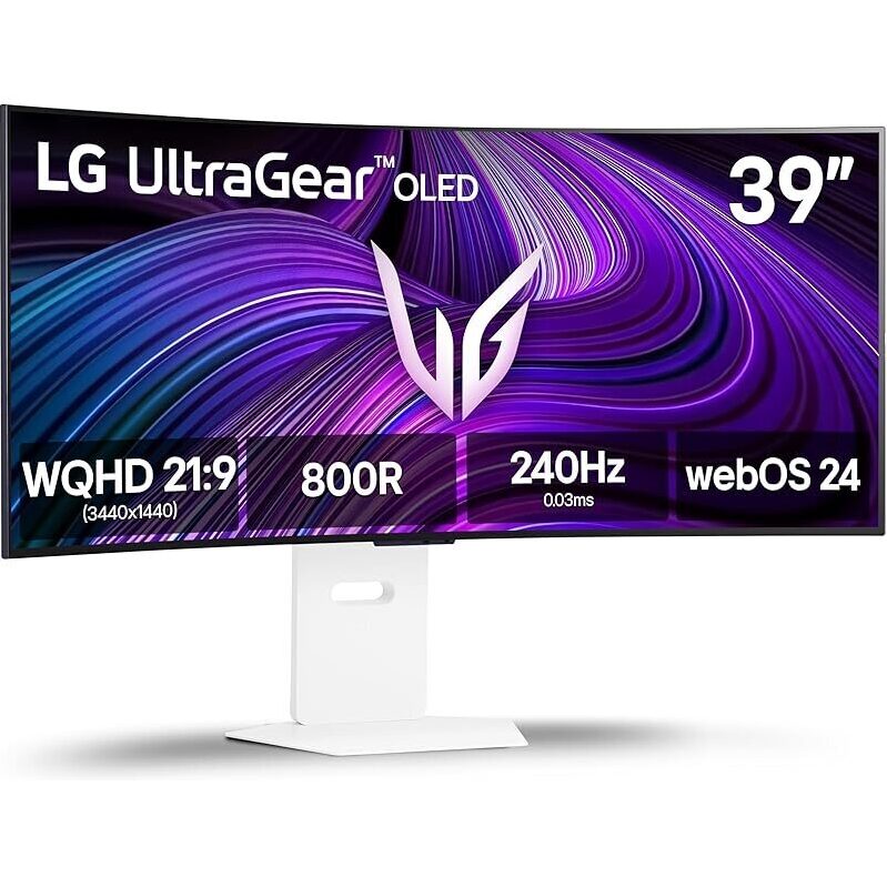 LG 39GX90SA-W 39-in Ultragear WQHD OLED Curved Gaming Monitor - Unbeatable Speed, Curved Excellence