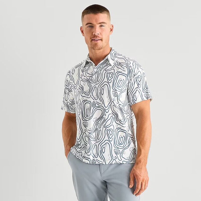 Xersion Men's Surreal Print Polo Shirt - Perfect for Golf and Summer Casual