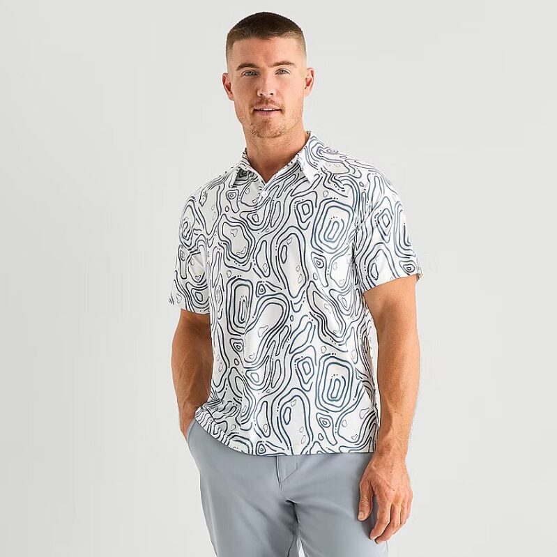 Xersion Men's Surreal Print Polo Shirt - Perfect for Golf and Summer Casual