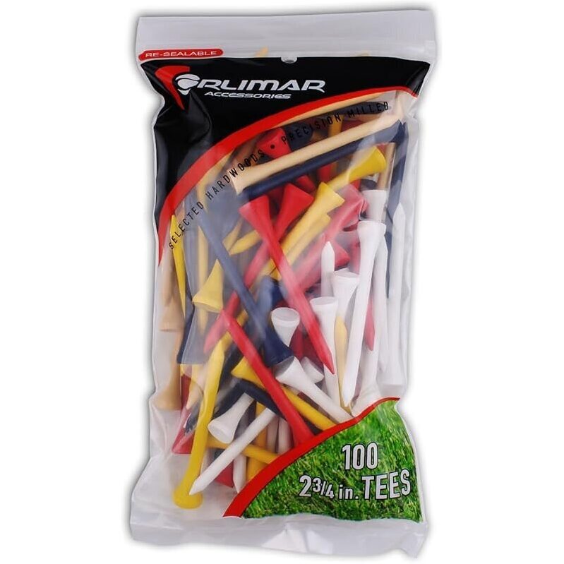 100-Pack Orlimar Wood Golf Tees 2-3/4 inch - Premium Quality Golf Accessories