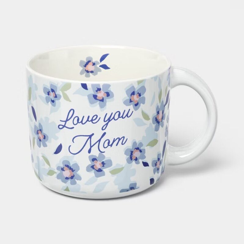 Room Essentials 14oz Love You Mom Shortie Mug Blue - Perfect Gift for Mom