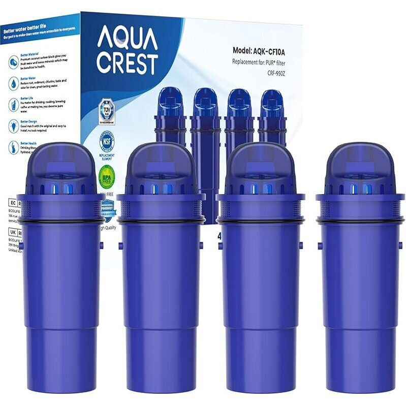 4-Pack Aqua Crest CF10A Water Filter Replacements - Premium Filtration
